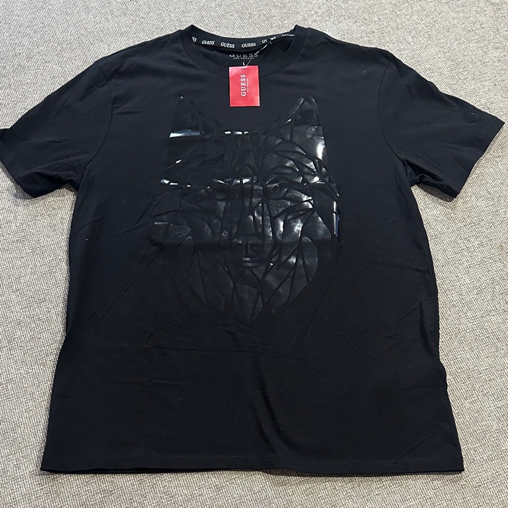 Guess Black Wolf Design Tee
